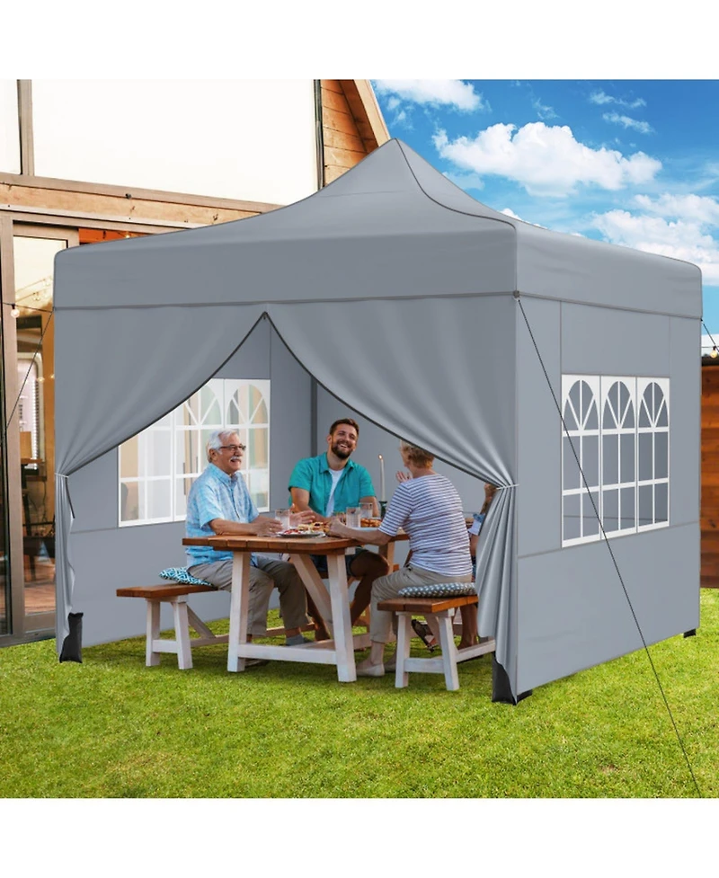 Gouun 10 x 10 Ft Pop Up Canopy Tent with 4 Removable Sidewalls