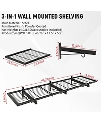 Xdovet Shelves Wall Mounted Organizer With Hooks Metal Rack For Laundry Room Office Basement