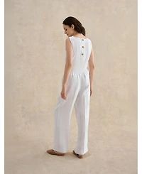 Hobbs London Women's Alessia High-Waist Linen Trousers