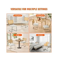 Sugift Mid Century Modern Rattan Dining Chairs Set of 2, Velvet Upholstered Seat with Woven Back
