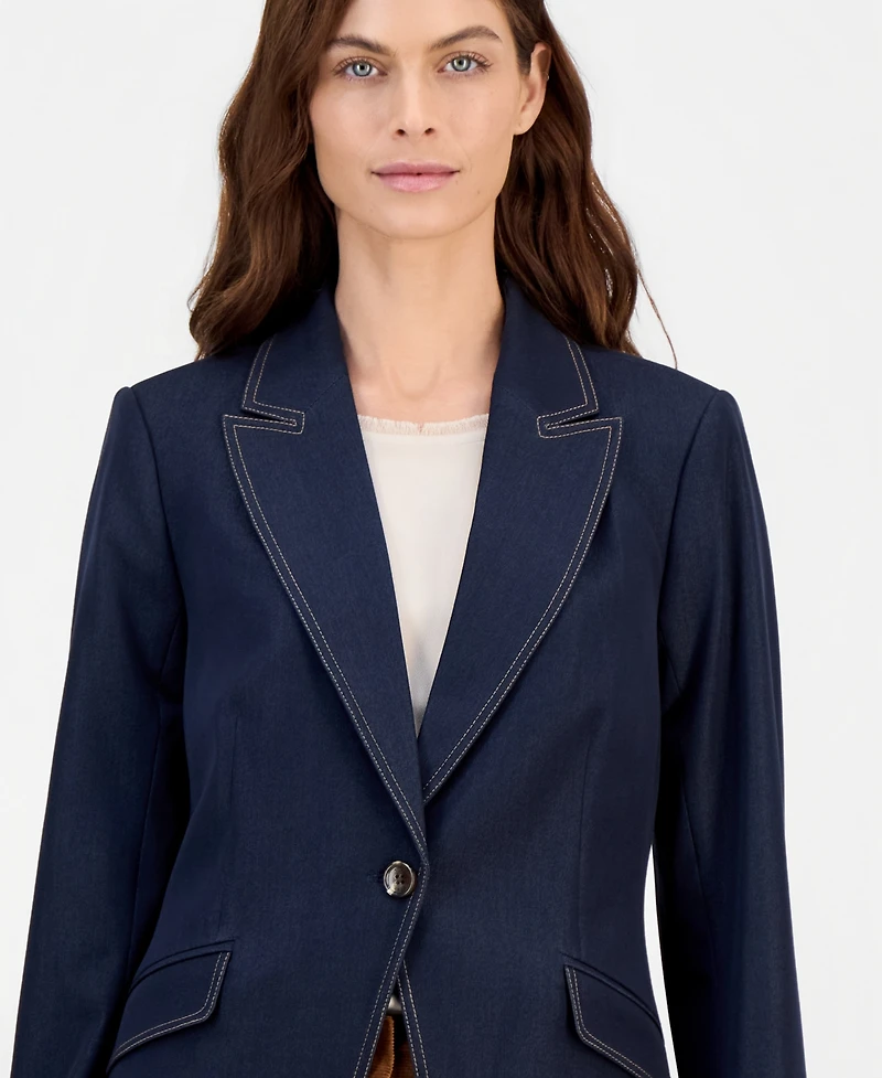 Tahari Asl Women's Denim Single-Button Blazer
