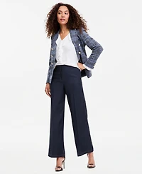 Tahari Asl Women's Wide-Leg Mid-Rise Denim Pants, 31" Inseam