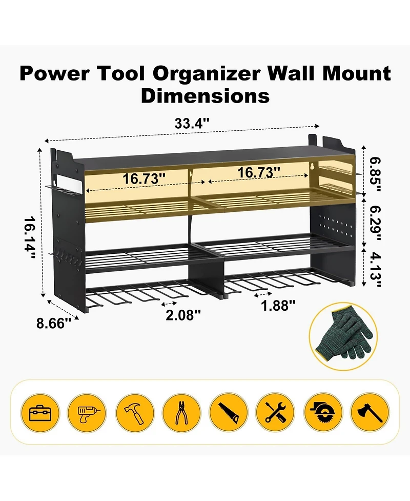 Xdovet Power Tool Organizer Wall Mount Drill Holder Metal Rack Garage Workshop Storage