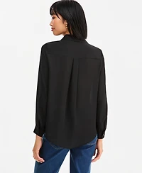 I.n.c. International Concepts Women's Long-Sleeve Collared Button-Down Tunic Blouse, Macy's Exclusive