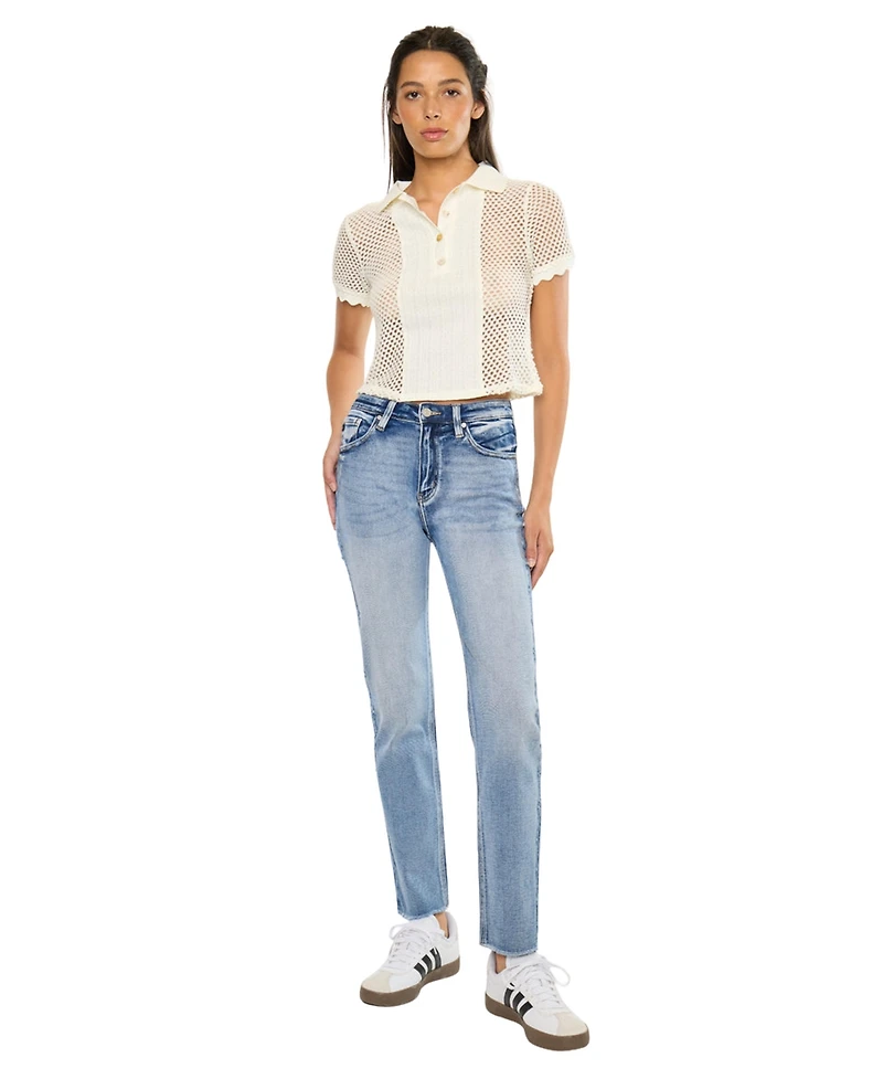 KanCan Women's Sadie High Rise Straight Jeans