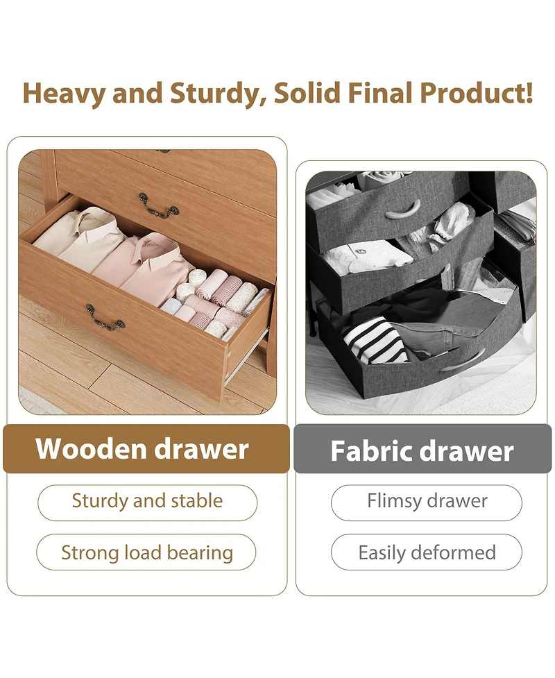 homfan 5 Drawer Dresser with Wide Top and Anti Tip Kit, Tall Storage Chest for Bedroom, Nursery, Living Room, Entryway