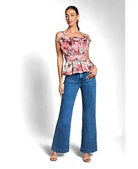 Coast Women's Ruffled Square Neck Peplum Blouse