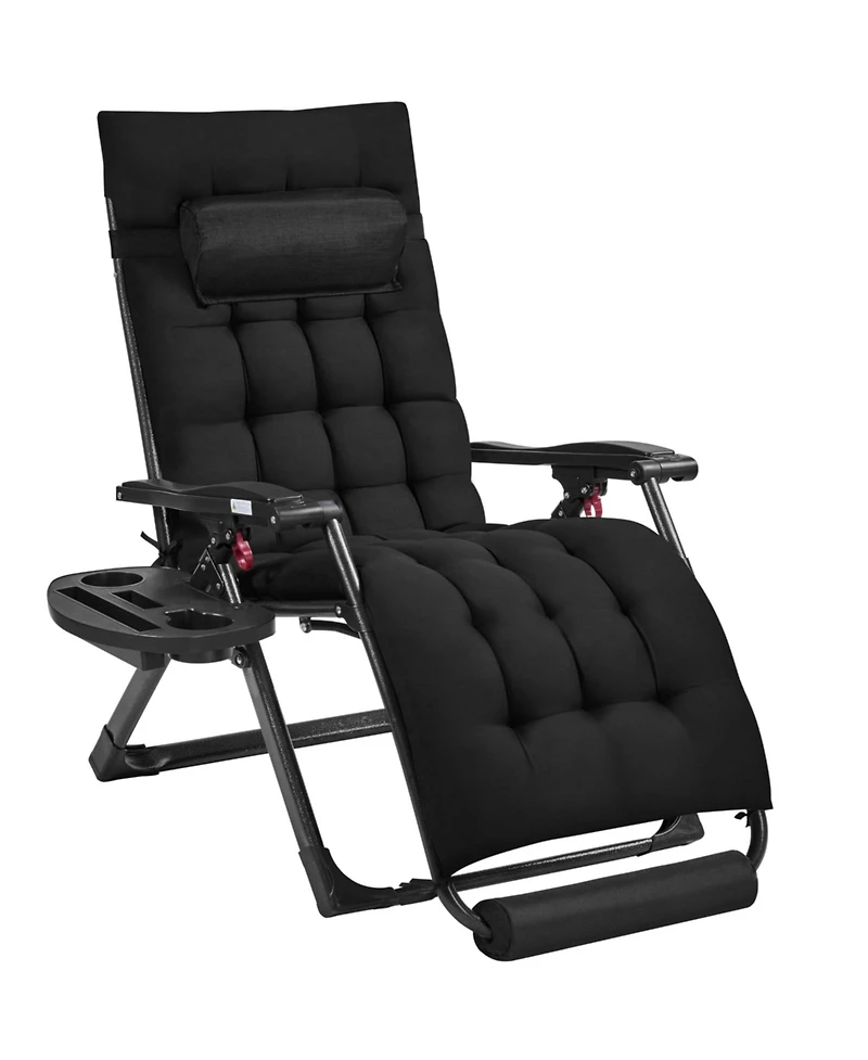 Aofar Zero Gravity Chair Folding Recliner Lounge With Pad Headrest Cup Holder Tray