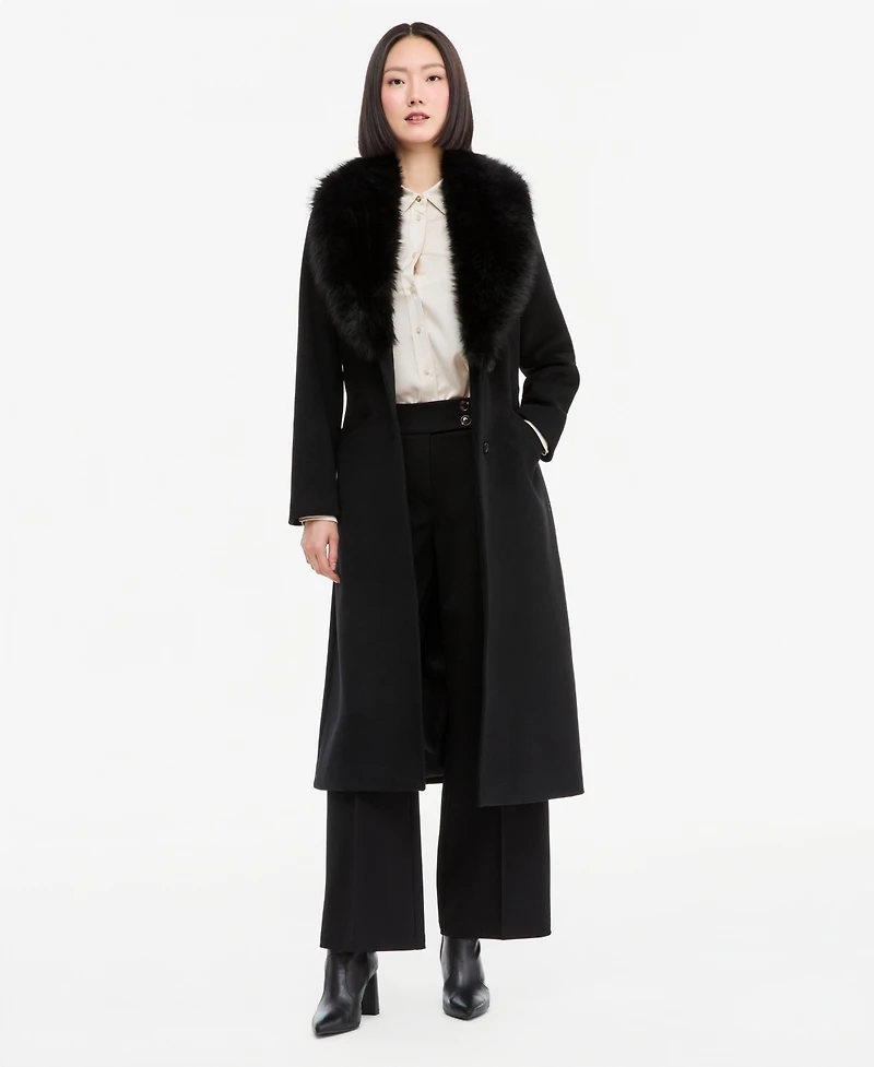 Michael Kors Women's Belted Faux-Fur Trimmed Wrap Coat