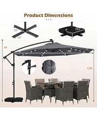 Sugift 10 Ft Solar Led Offset Cantilever Patio Hanging Outdoor Market Umbrella