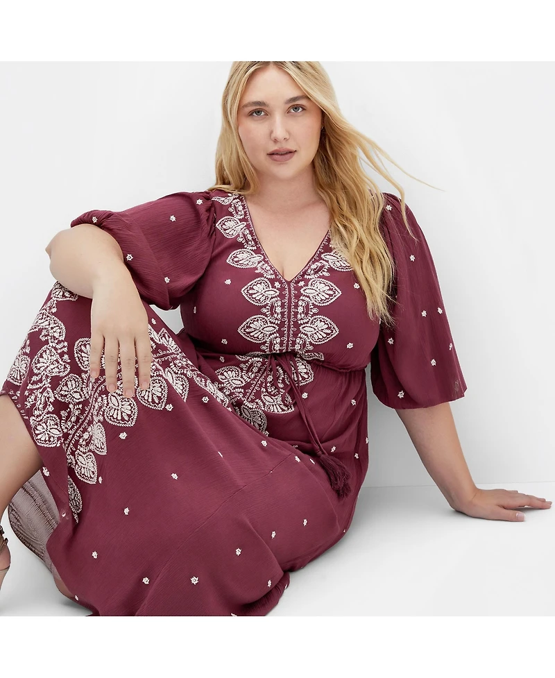 City Chic Women's Plus Ulla Embroidered Dress