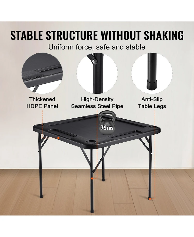 Vevor Mahjong Table 4 Player Folding Card Table and 4 Cup Holders Chip Trays