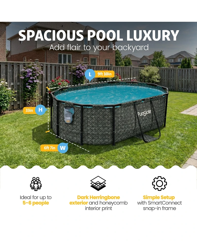 Funsicle 9'10" Oasis Designer Oval Above Ground Pool w/ Pump