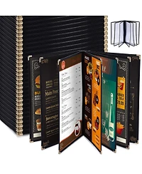 WeChef 30 Pack Menu Covers 8.5 x 14" Book Style Menu Holders 7 Pages 14 Views Restaurant Club Black