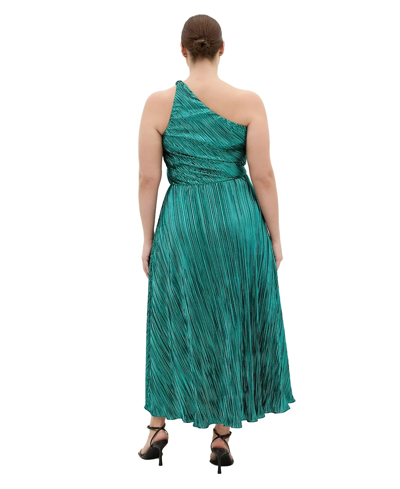 City Chic Plus Kamila One Shoulder Metallic Dress
