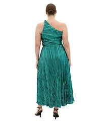 City Chic Plus Kamila One Shoulder Metallic Dress