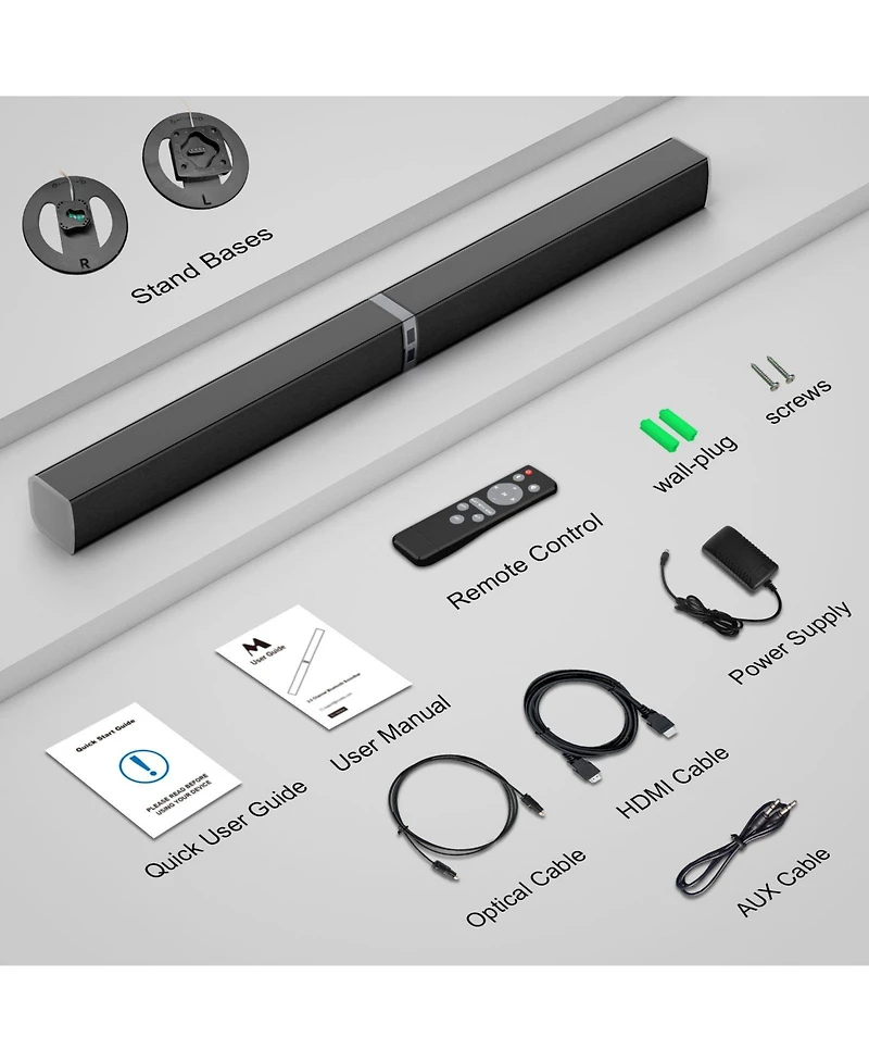 Cowin Bluetooth Soundbar 80W Wireless Tv Soundbar 32inch Split 2 in 1 Detachable Sound Bar for Smart Tv Silver