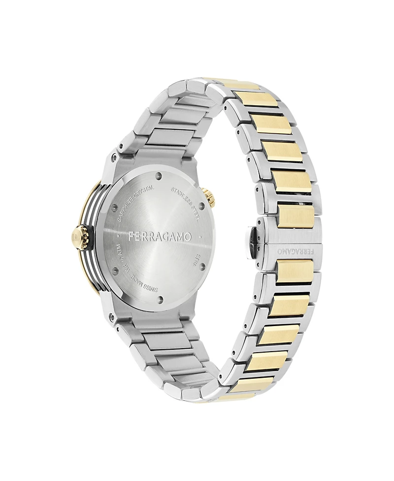 Ferragamo Men's F-80 Gmt Worldtime Two-Tone Stainless Steel Bracelet Watch 43mm
