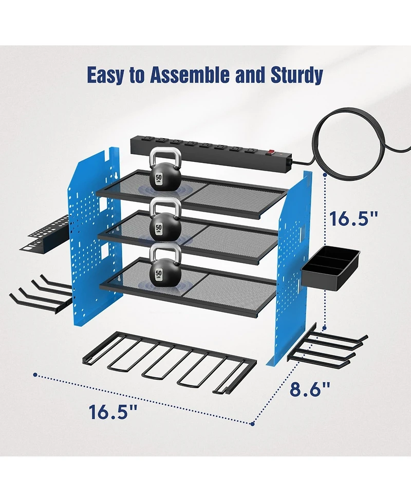 Xdovet Garstor Power Tool Organizer Wall Mount Charging Station Drill Holder Hooks Storage Rack Father Gift