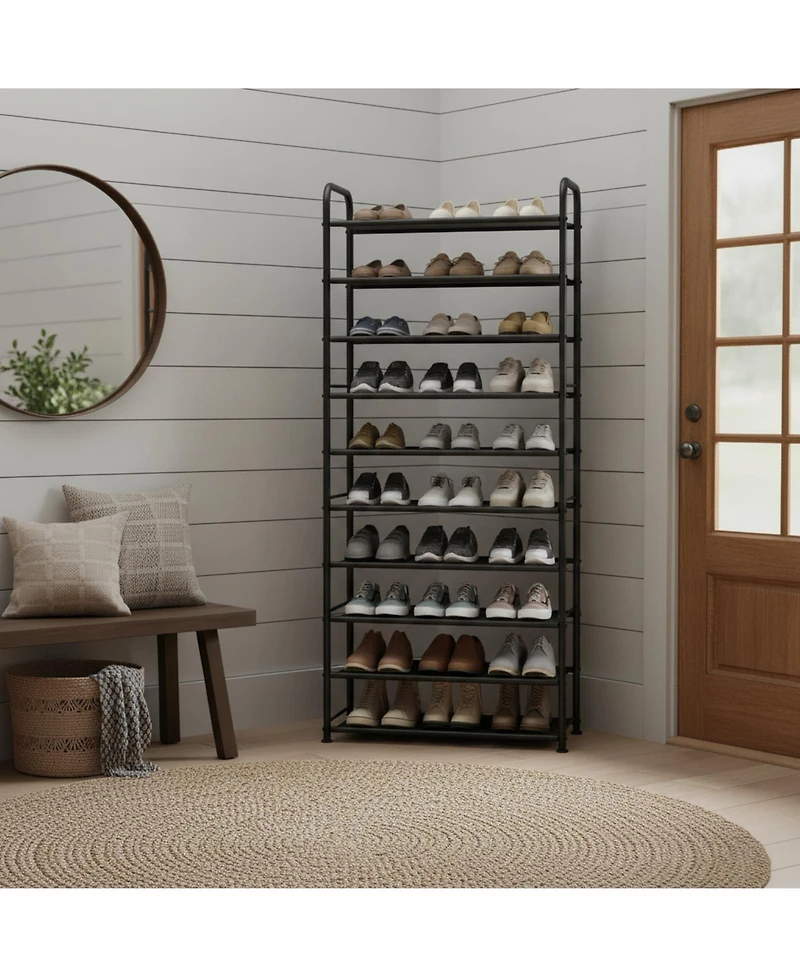 Yigii 10-Tier Shoe Rack Sturdy Mesh Shelves Large Capacity Adjustable Feet