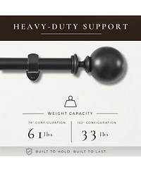 Threadmade Home Cordelia 1-Inch Adjustable Decorative Single Curtain Rod with Globe Ball Finials