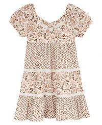Rare Editions Girls' 7-16 Short-Sleeve 3-Tier Skirt Dress