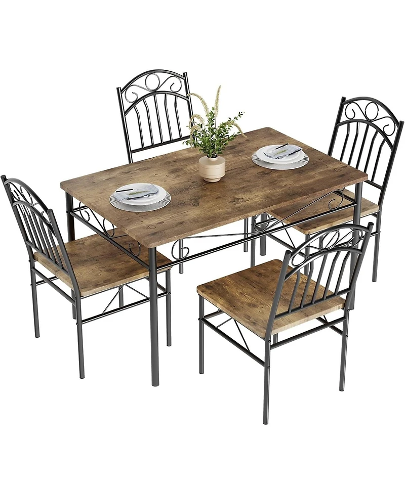 gaomon Dining Table Set for 4, Farmhouse Kitchen Table Chairs Rubber Wood Legs