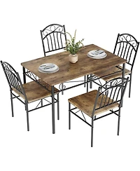 gaomon Dining Table Set for 4, Farmhouse Kitchen Table Chairs Rubber Wood Legs