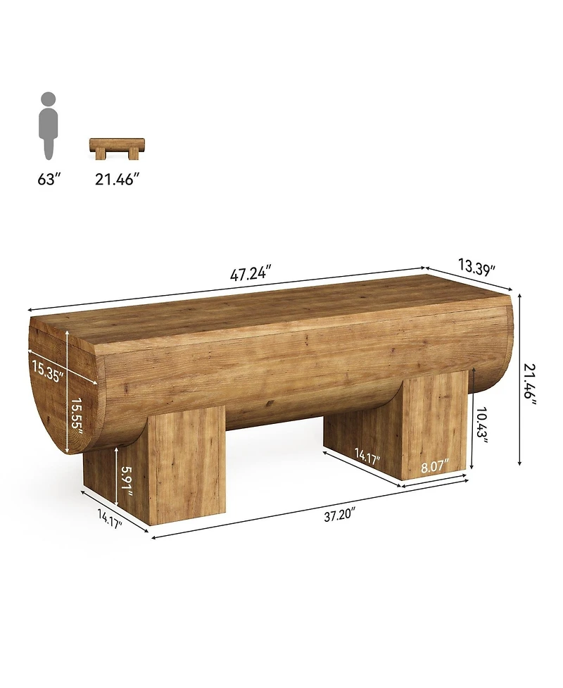 Slickblue Solid Wood Entryway Bench for Shoes or Hallway