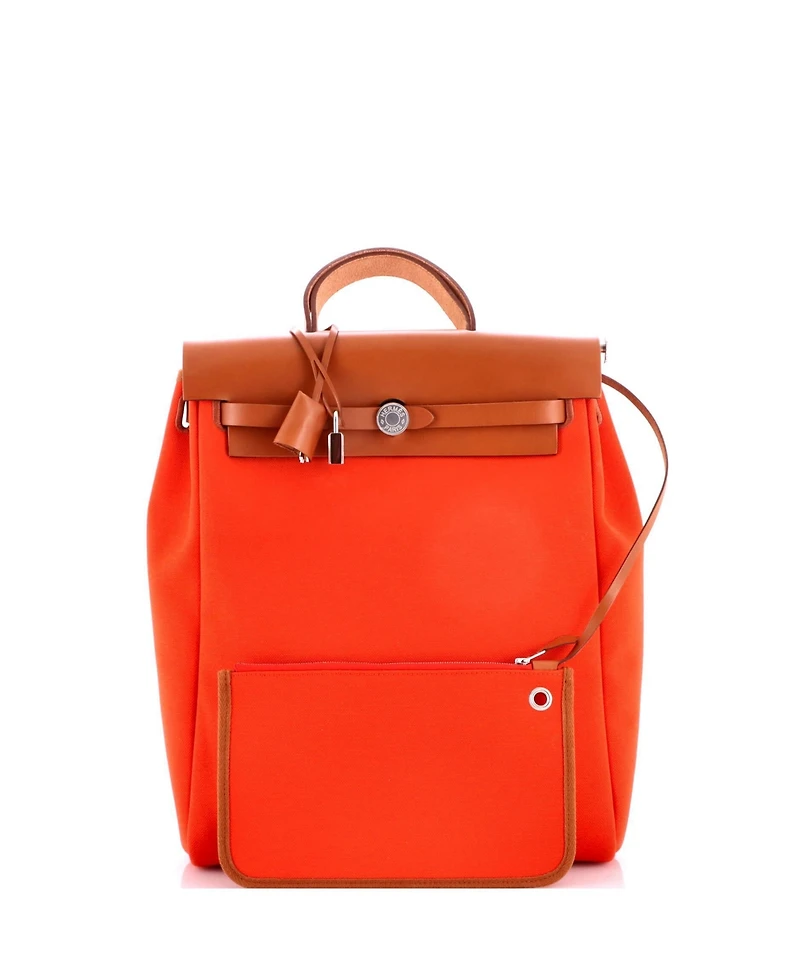 Pre-Owned Hermes Herbag A Dos Zip Backpack Toile and Leather