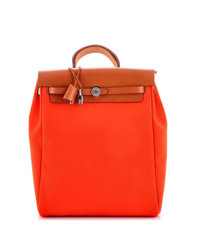 Pre-Owned Hermes Herbag A Dos Zip Backpack Toile and Leather