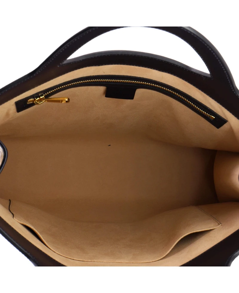 Pre-Owned Gucci Large Cut Out Handle Tote Gg Coated Canvas and Leather