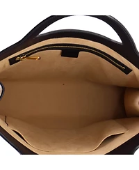 Pre-Owned Gucci Large Cut Out Handle Tote Gg Coated Canvas and Leather