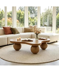 Streamdale Furniture 46'' Modern Cloud-Shaped Coffee Table with 3 Ball Legs