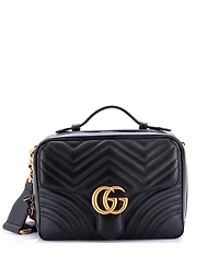 Pre-Owned Gucci Small Gg Marmont Zip Around Camera Bag Matelasse Leather