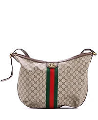 Pre-Owned Gucci Large Ophidia Half Moon Hobo Gg Coated Canvas