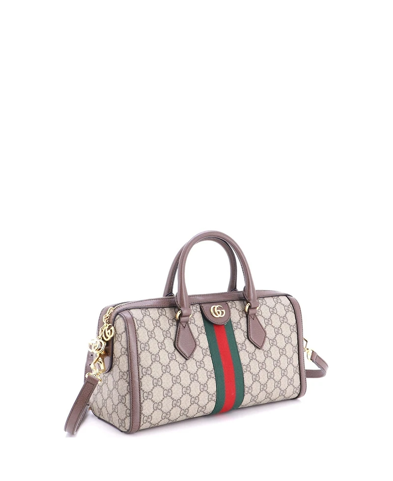 Pre-Owned Gucci Medium Ophidia Boston Bag Gg Coated Canvas