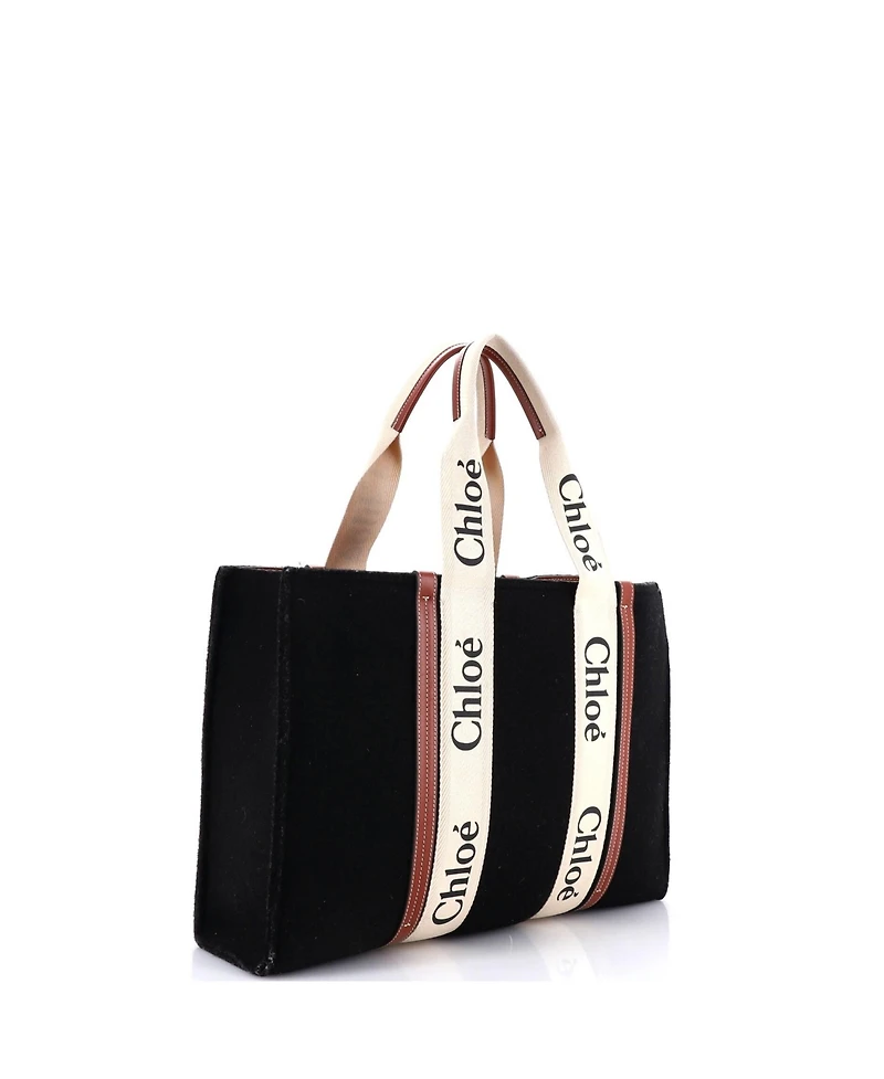 Pre-Owned Chloe Large Woody Tote Felt with Leather and Canvas