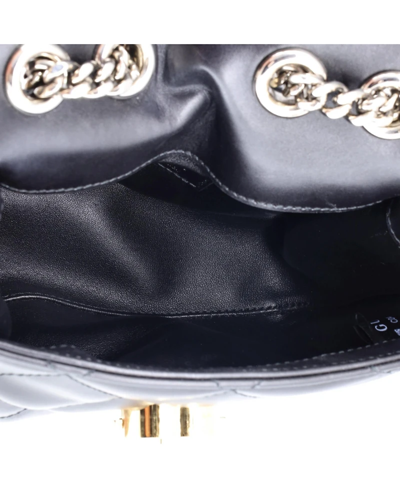 Pre-Owned Gucci Mini Deco Chain Flap Bag Mixed Matelasse Leather