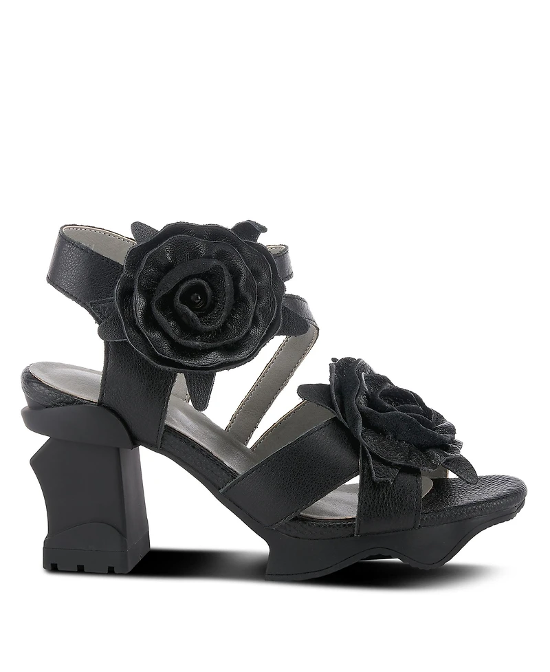 L'Artiste Spring Step Shelly Ankle Strap Sandal with Hand-Painted Vamp