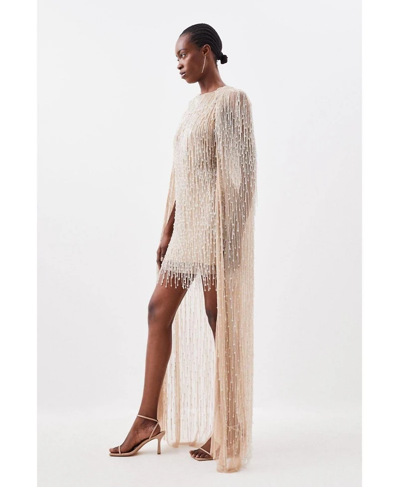 Karen Millen Women's Fringe Cape Mini Dress