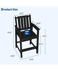 homfan 31.5" Square Hdpe Wood Grain Outdoor Bar Table – 39.6" High Weatherproof Pub with Umbrella Hole, 300 lb Capacity for Patio and Poolside