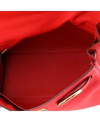 Pre-Owned HERMES Kelly 28 Handbag Red Clemence with Gold Hardware
