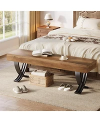 Slickblue Industrial Entryway Shoe Bench with Metal X-Shaped Legs