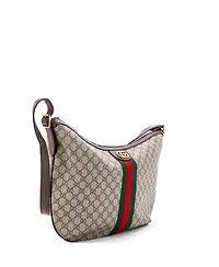 Pre-Owned Gucci Large Ophidia Half Moon Hobo Gg Coated Canvas