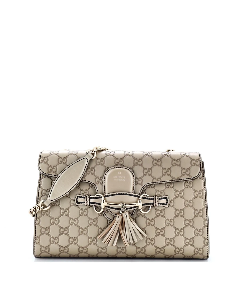 Pre-Owned Gucci Medium Emily Chain Flap Bag Guccissima Leather