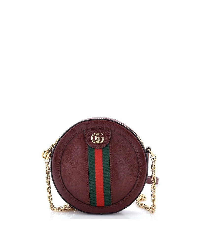 Pre-Owned Gucci Mini Ophidia Round Shoulder Bag Leather
