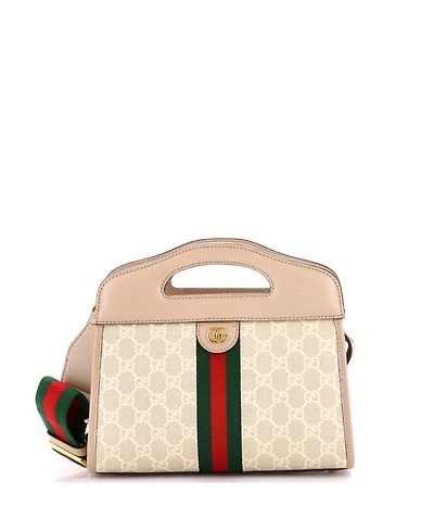 Pre-Owned Gucci Small Ophidia Cut Out Handle Bag Gg Coated Canvas with Leather