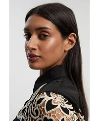 Karen Millen Women's Cutwork Detail Long Sleeve Shirt
