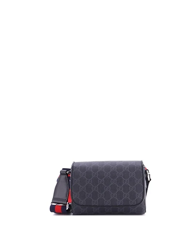 Pre-Owned Gucci Super Mini Web Flap Messenger Bag Gg Coated Canvas